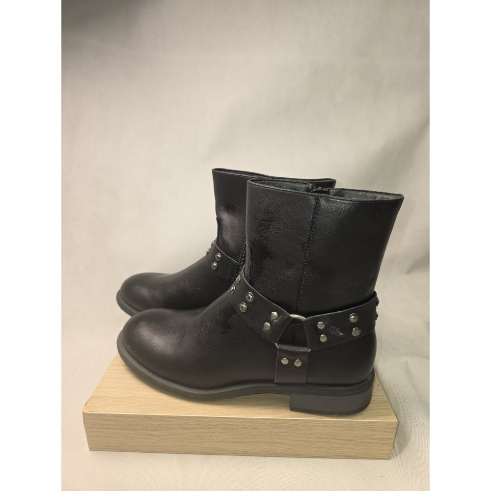 Frye and Co Conley Womens Black Harness Ankle Boots Studded Moto Biker 10 NWOB